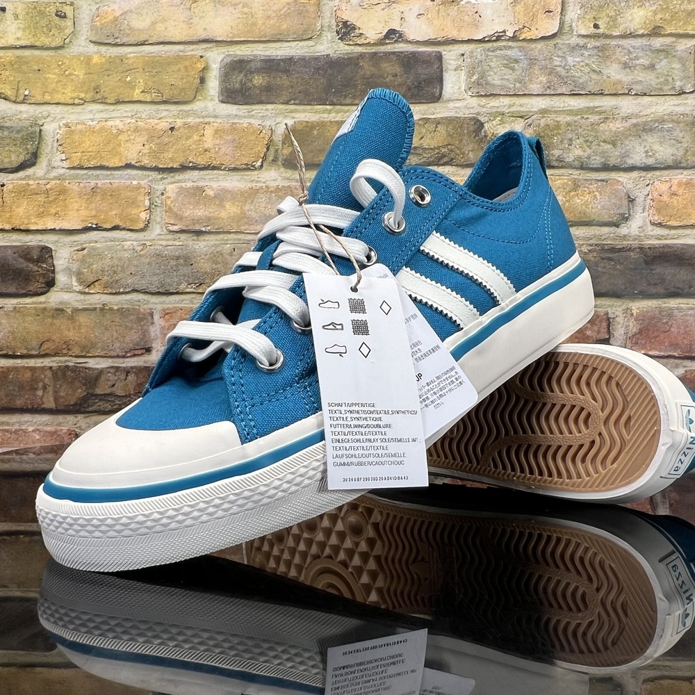 Adidas Nizza RF 74 Shoes Mens Size 8.5 Blue White Originals Canvas HQ8566 Skate